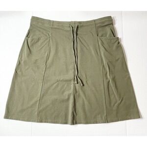 J. Jill Pull‎ On Skirt Medium Olive Green Stretch Pockets ComfyCore Sporty